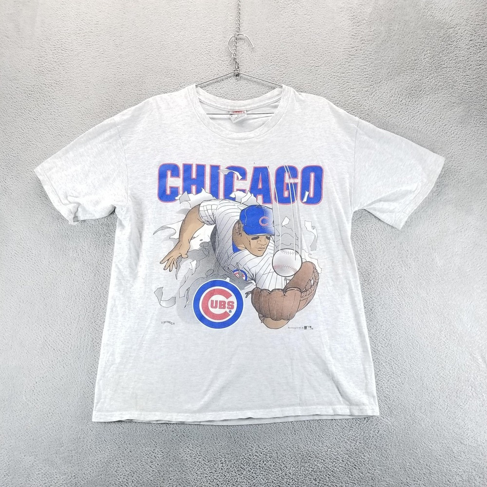 VTG Chicago Cubs Shirt Mens XL Gray MLB Baseball Graphic Nutmeg Mills 90s‎